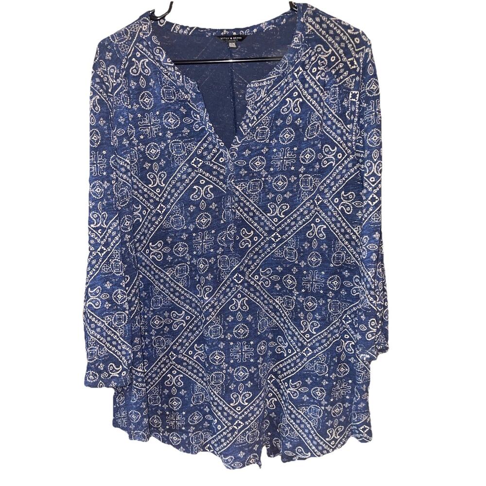 Lucky Brand Women’s Boho Chic Design Soft And Light Top Sz 1X 3/4 Sleeve
